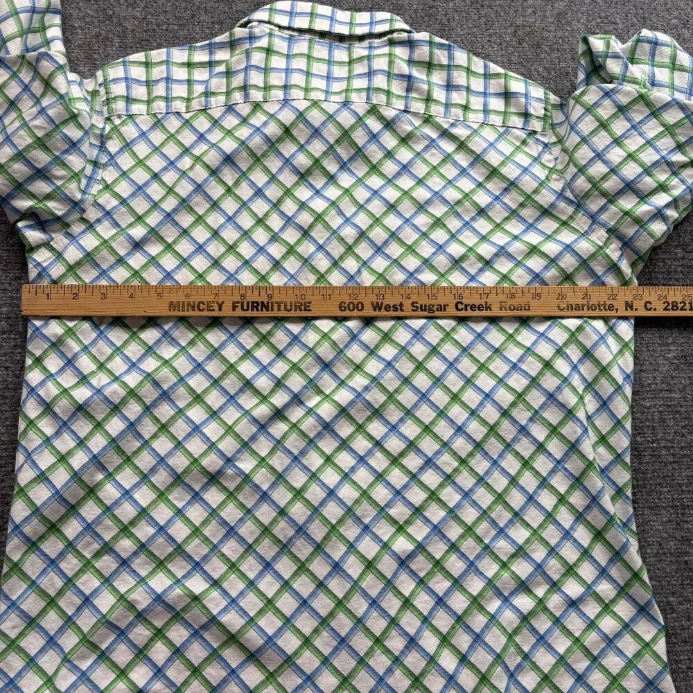 Banana Republic Shirt Mens L Blue Green Check Classic Fit Preppy Office Everyday